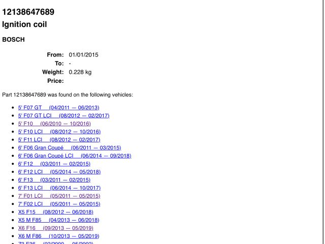 bontott BMW 5 F10 Gyújtótrafó