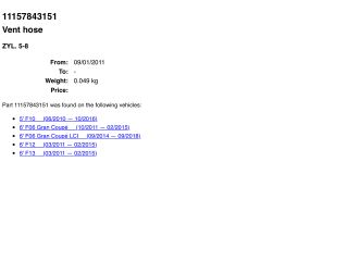 bontott BMW 5 F10 Kartergázcső