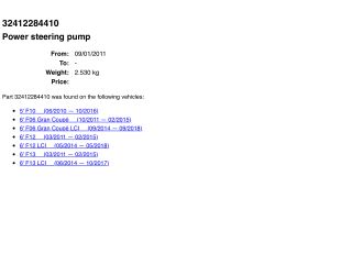 bontott BMW 5 F10 Kormányszervó Motor (Hidraulikus)