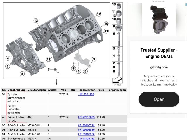 bontott BMW 5 F10 Motorblokk (Fűzött)
