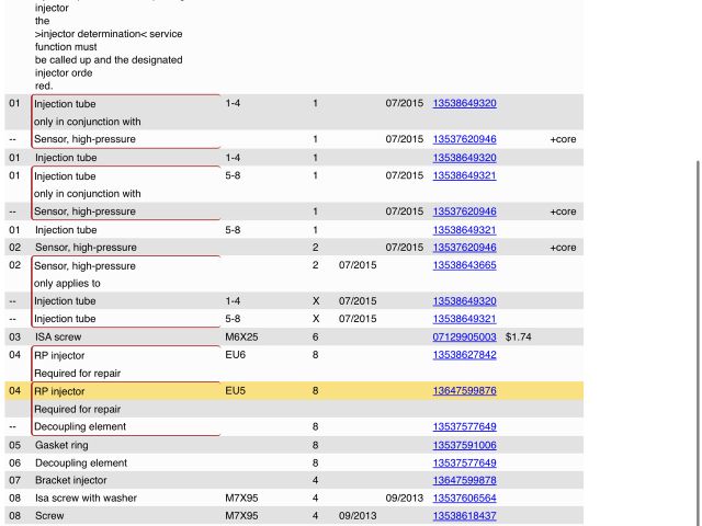bontott BMW 5 F10 Porlasztó Sor / Híd