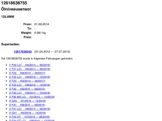 bontott BMW 5 F10 Olajszint Jeladó