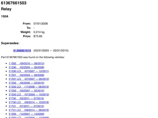 bontott BMW 5 F10 Relé