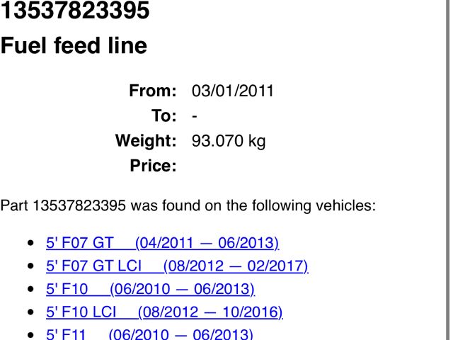 bontott BMW 5 F10 Üzemanyagcső