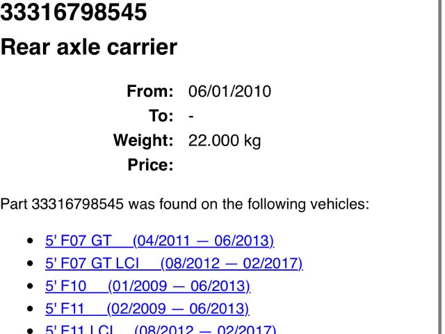 bontott BMW 5 F11 Hátsó Futómű (Részeivel)