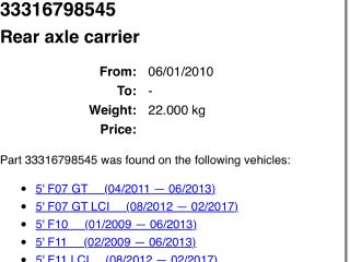 bontott BMW 5 F11 Hátsó Futómű (Részeivel)