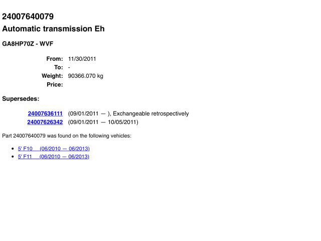 bontott BMW 5 F11 Automata Váltó