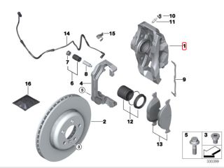 bontott BMW 5 F11 Féknyereg Munkahengerrel Szett