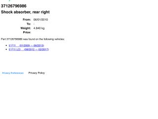 bontott BMW 5 F11 Jobb hátsó Lengéscsillapító