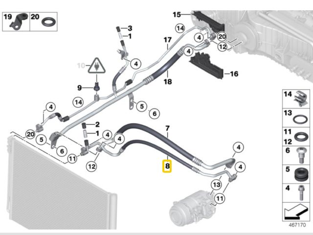 bontott BMW 5 F11 Klíma Cső