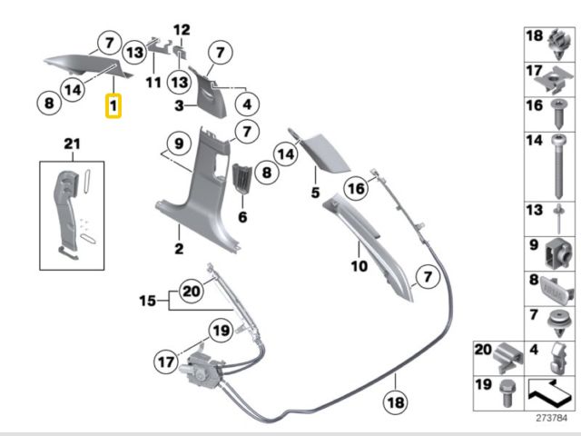 bontott BMW 5 F11 Bal A Oszlop Burkolat