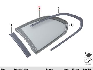 bontott BMW 5 F11 Bal C Oszlop Oldalablak Üveg