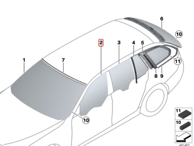 bontott BMW 5 F11 Bal első Ablak