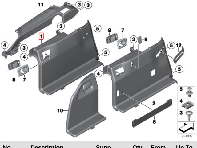 bontott BMW 5 F11 Bal hátsó Csomagtér Burkolat (Műanyag)