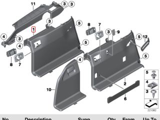 bontott BMW 5 F11 Bal hátsó Csomagtér Burkolat (Műanyag)