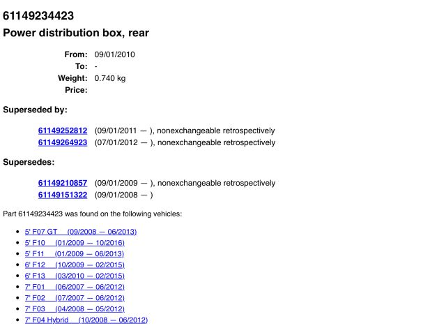 bontott BMW 5 F11 Biztosítéktábla Csomagtér
