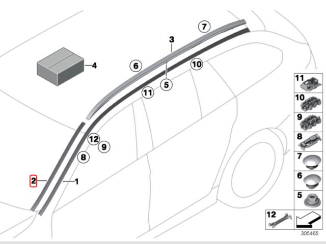 bontott BMW 5 F11 Első Szélvédő Jobb Díszléc
