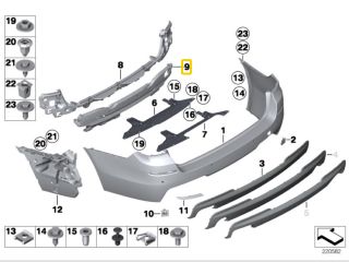 bontott BMW 5 F11 Hátsó középső Lökhárító Tartó (Műanyag)