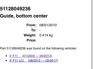 bontott BMW 5 F11 Hátsó Lökhárító Alsó (Műanyag)