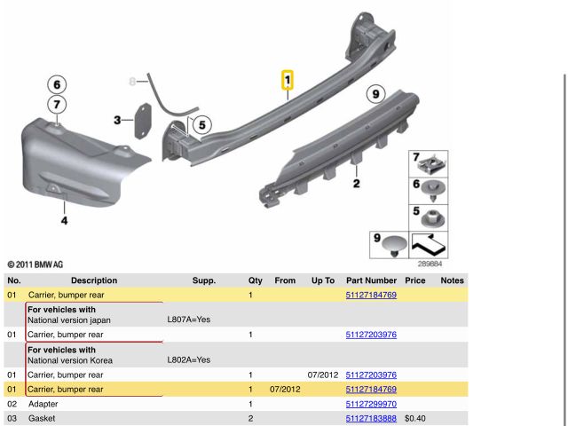 bontott BMW 5 F11 Hátsó Lökhárító Merevítő (Fém)