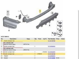 bontott BMW 5 F11 Hátsó Lökhárító Merevítő (Fém)