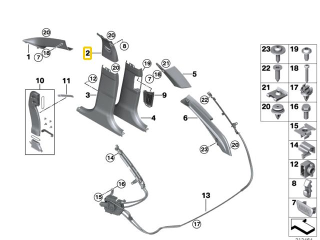 bontott BMW 5 F11 Jobb B Oszlop Burkolat