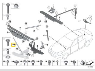 bontott BMW 5 F11 Jobb első Lökhárító Merevítő Tartó (Fém)