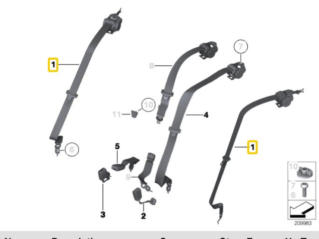 bontott BMW 5 F11 Jobb hátsó Biztonsági Öv