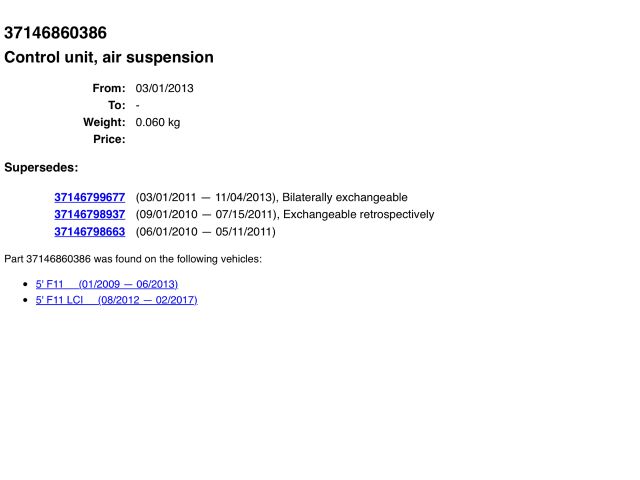 bontott BMW 5 F11 Légrugó Vezérlő