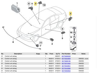 bontott BMW 5 F11 Légzsák Indító Modul Oldallégzsák