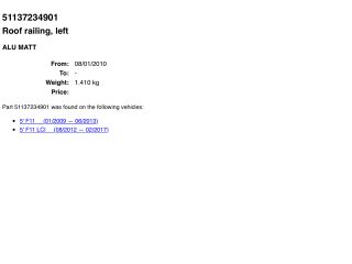 bontott BMW 5 F11 Tetősín Pár