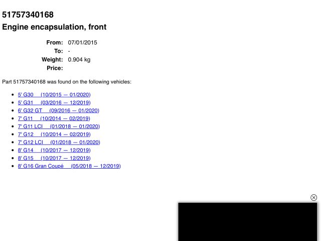 bontott BMW 5 G30 Alsó Motorburkolat