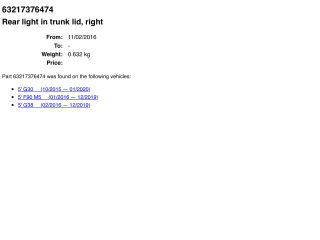 bontott BMW 5 G30 Bal Belső Hátsó Lámpa