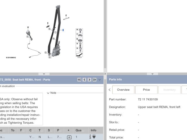 bontott BMW 5 G30 Bal első Biztonsági Öv
