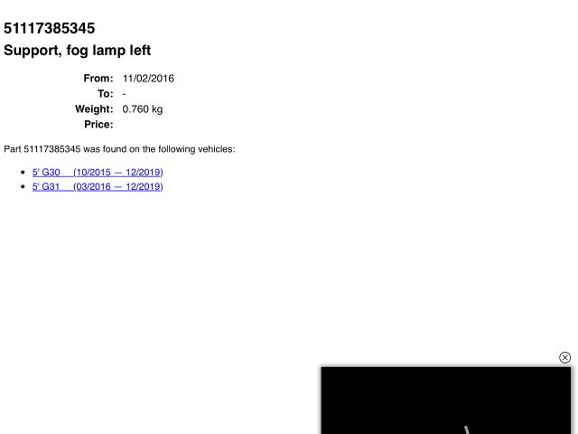 bontott BMW 5 G30 Bal első Lökhárító Tartó (Műanyag)