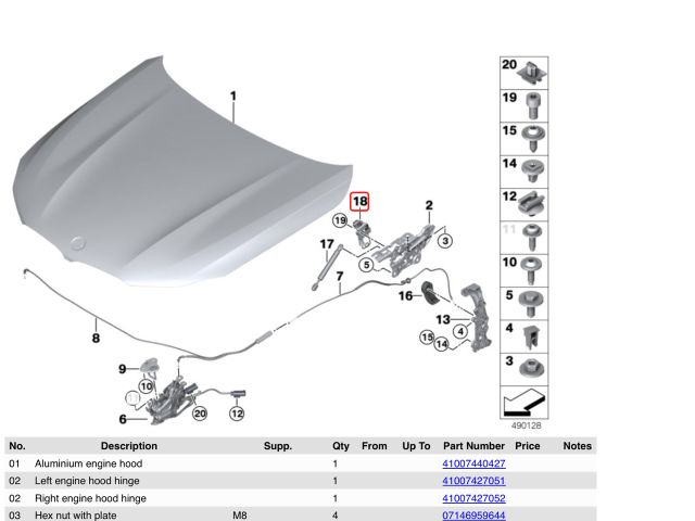 bontott BMW 5 G30 Bal Gyalogosvédelmi Rendszer Mechanika