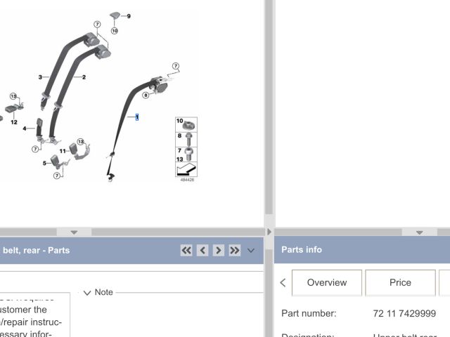 bontott BMW 5 G30 Bal hátsó Biztonsági Öv