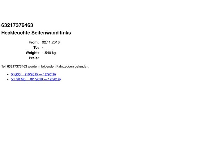 bontott BMW 5 G30 Bal Hátsó Lámpa