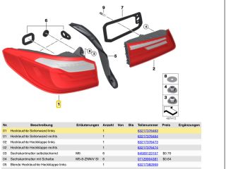 bontott BMW 5 G30 Bal Hátsó Lámpa