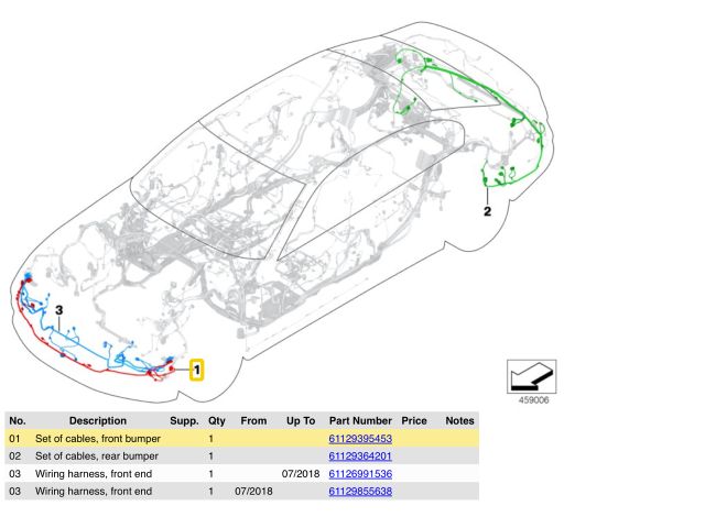 bontott BMW 5 G30 Első Tolatóradar Kábelköteg