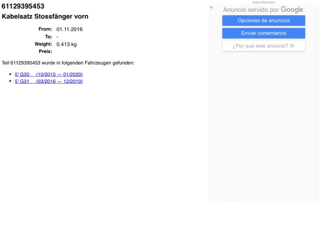 bontott BMW 5 G30 Első Tolatóradar Kábelköteg