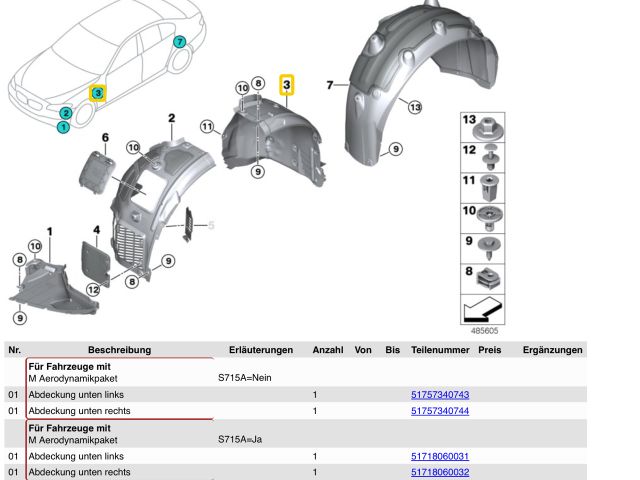 bontott BMW 5 G30 Jobb első Hátsó Dobbetét (Kerékjárati, Műanyag)