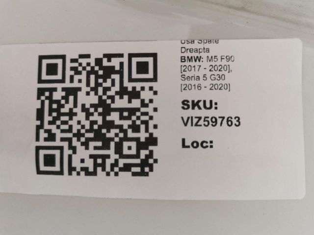 bontott BMW 5 G30 Jobb hátsó Ajtó (Üres lemez)