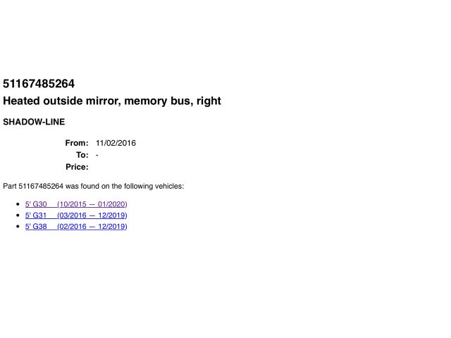 bontott BMW 5 G30 Jobb Visszapillantó Tükör (Elektromos)