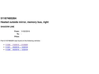 bontott BMW 5 G30 Jobb Visszapillantó Tükör (Elektromos)