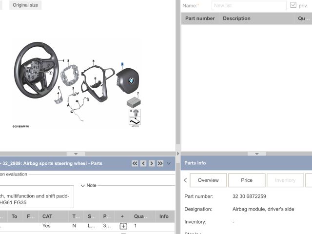bontott BMW 5 G30 Kormánylégzsák