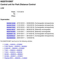 bontott BMW 5 G30 Tolatóradar Elektronika