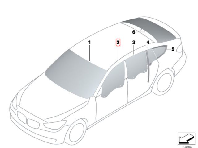 bontott BMW 5 GT Bal első Ablak