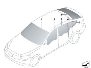 bontott BMW 5 GT Bal hátsó Fixüveg (Ajtóban)