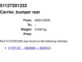 bontott BMW 5 GT Hátsó Lökhárító Merevítő (Fém)